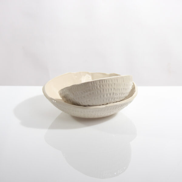 White curved bowls